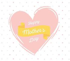 gelukkige moederdag, roze hart belettering op gestippelde achtergrond vector