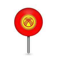 kaartaanwijzer met contry Kirgizië. Kirgizische vlag. vectorillustratie. vector