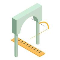 gebouw project icoon isometrische vector. boog project en groot houten heerser icoon vector