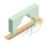 vernieuwing icoon isometrische vector. volumetrisch boog project en houten heerser icoon vector