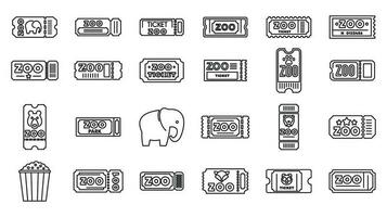 dierentuin ticket pictogrammen instellen overzicht vector. dierlijke aap vector