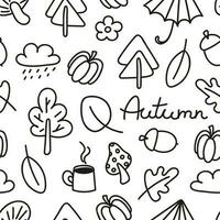 kinderachtig herfst tekening naadloos patroon vector illustratie