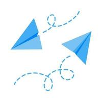 blauw papier vliegtuigen route lijnen vector illustratie