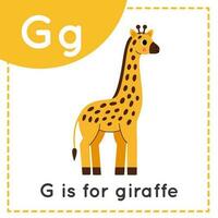 aan het leren Engels alfabet voor kinderen. brief g. schattig tekenfilm giraffe. vector