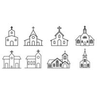 kerk icoon vector set. religie illustratie teken verzameling. tempel symbool. Christendom logo.