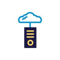 cloud computing met server lineaire kleurstijl vector