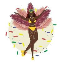 zwart vrouw danser Aan carnaval. braziliaans carnaval vector