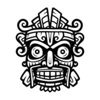 illustratie tiki standbeeld in monochroom stijl, tiki tropisch natuur zomer. vector