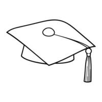 afstuderen pet hand- getrokken in tekening stijl, diploma uitreiking hoed icoon. vector