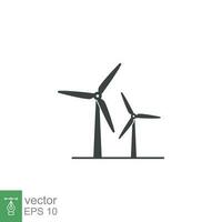 wind macht icoon. gemakkelijk solide stijl. molen, silhouet, boerderij, pictogram, wiel, stroom, technologie, toren, stroom, energie alternatief concept. vector illustratie geïsoleerd Aan wit achtergrond eps 10