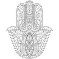 hamsa hand getekend voor volwassen kleurboek vector