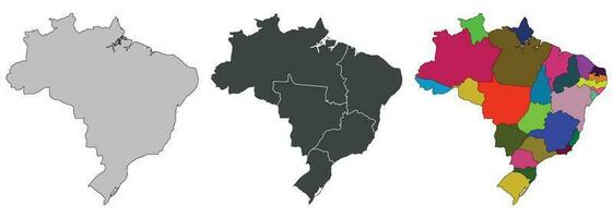 Brazilië set. Brazilië kaart met administratief Regio's kleurrijk. Latijns kaart. braziliaans kaart set. vector