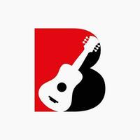 brief b gitaar logo. gitarist logo concept met gitaar icoon. festival en muziek- symbool vector