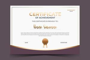 luxe certificaat van waardering award sjabloon met gouden lijn en badge. vector