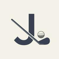 brief j hockey toernooi logo. ijs hockey insigne logo sjabloon vector