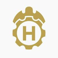 bouw logo brief h concept met uitrusting icoon. bouwkunde architect reparatie logotype vector