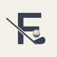 brief f hockey toernooi logo. ijs hockey insigne logo sjabloon vector