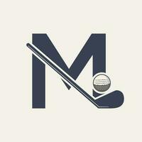 brief m hockey toernooi logo. ijs hockey insigne logo sjabloon vector