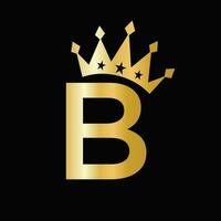 brief b luxe logo met kroon symbool. kroon logotype sjabloon vector