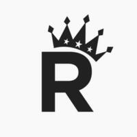kroon logo Aan brief r luxe symbool. kroon logotype sjabloon vector