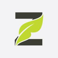 brief z blad logo. eco boerderij logotype vector sjabloon. biologisch symbool