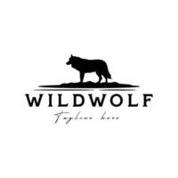 retro wijnoogst wild wolf logo ontwerp sjabloon vector