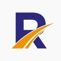 r logo, r brief logo ontwerp sjabloon vector