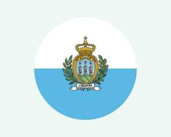 san marino ronde land vlag. sammarinese cirkel nationaal vlag. republiek van san marino circulaire vorm knop spandoek. eps vector illustratie.