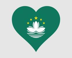 macau hart vlag. macao liefde vorm land natie nationaal vlag. macanees banier icoon teken symbool. eps vector illustratie.