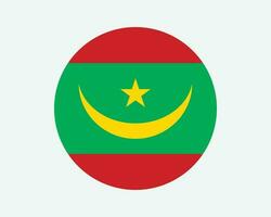 mauritania ronde land vlag. mauritaans cirkel nationaal vlag. Islamitisch republiek van mauritania circulaire vorm knop spandoek. eps vector illustratie.