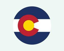 Colorado Verenigde Staten van Amerika ronde staat vlag. co, ons cirkel vlag. staat van Colorado, Verenigde staten van Amerika circulaire vorm knop spandoek. eps vector illustratie.