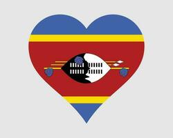 eswatini hart vlag. Swaziland liefde vorm land natie nationaal vlag. koninkrijk van eswatini banier icoon teken symbool. eps vector illustratie.