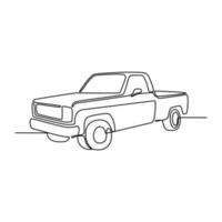 een doorlopend lijn tekening van vrachtauto net zo land- voertuig met wit achtergrond. land- vervoer ontwerp in gemakkelijk lineair stijl. niet kleur voertuig ontwerp concept vector illustratie