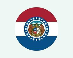 Missouri Verenigde Staten van Amerika ronde staat vlag. ma, ons cirkel vlag. staat van missouri, Verenigde staten van Amerika circulaire vorm knop spandoek. eps vector illustratie.