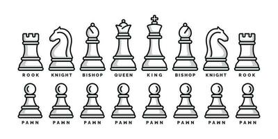 schaak stukken icoon reeks geïsoleerd Aan wit achtergrond vector