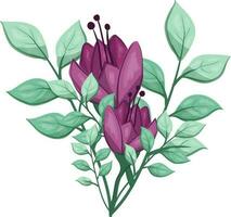 illustratie van een Purper bloem met groen bladeren Aan een wit achtergrond vector