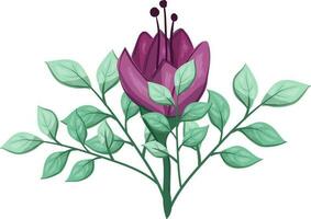 illustratie van een Purper bloem met groen bladeren Aan een wit achtergrond vector