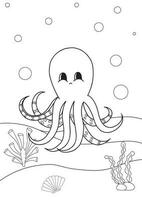 schattig tekenfilm Octopus. kleur boek of bladzijde voor kinderen. marinier leven vector