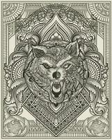 illustratie tribal wolf hoofd met wijnoogst gravure ornament perfect voor uw bedrijf en handelswaar vector