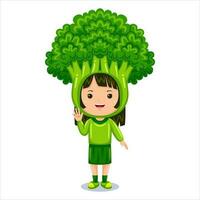meisje kinderen broccoli karakter kostuum vector