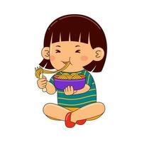 kinderen aan het eten snel voedsel vector illustratie