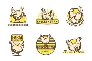 kip boerderij pictogrammen van kip voor gevogelte vlees markt vector