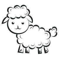 mooi schattig schapen lijn kunst. christen symbool ontwerp voor afdrukken of gebruik net zo poster, kaart, folder, sticker, tatoeëren of t overhemd vector