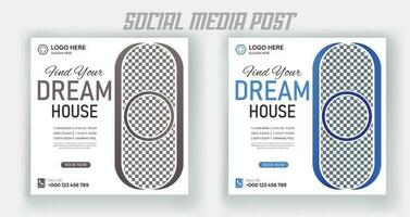 echt landgoed droom huis voor uitverkoop sociaal media post ontwerp sjabloon vector