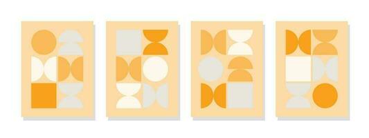 abstract meetkundig voor de helft cirkel patronen Aan een geel canvas boeien met levendig kleuren, en symmetrie arrangementen. vector