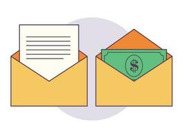 envelop met geld e-mail en brief icoon vector illustratie