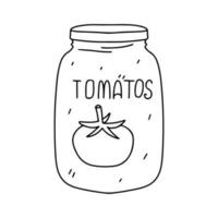 tomaten in een glas kan. hand- getrokken tekening stijl. vector illustratie geïsoleerd Aan wit. kleur bladzijde.