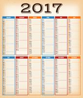 Vintage designkalender voor het jaar 2017 vector