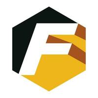 de f logo is getoond in een zeshoek vector