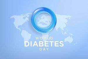 wereld diabetes dag opnieuw bedacht logo banier Aan kaart van aarde, gevierd Aan november 14. diabetes dag concept banier sjabloon behang. vector illustratie. eps 10.